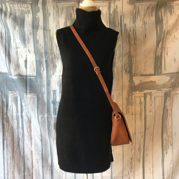 Black Sleeveless Turtle Neck sweater Dress - Picture 2 of 8